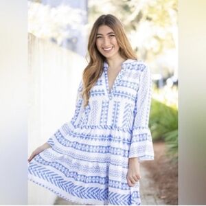 Geometric Blue/White Dress